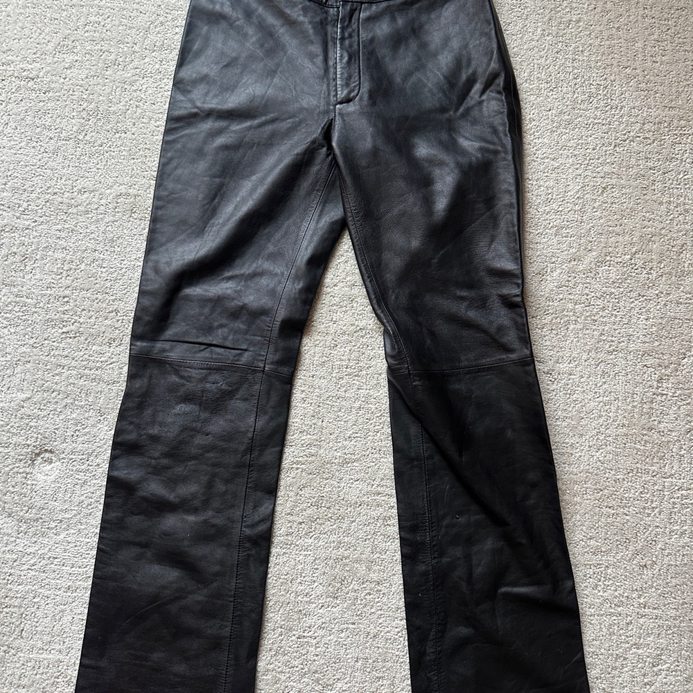 Nicole Miller - Quality vintage circa early 2000 Black Fake Leather Pants.